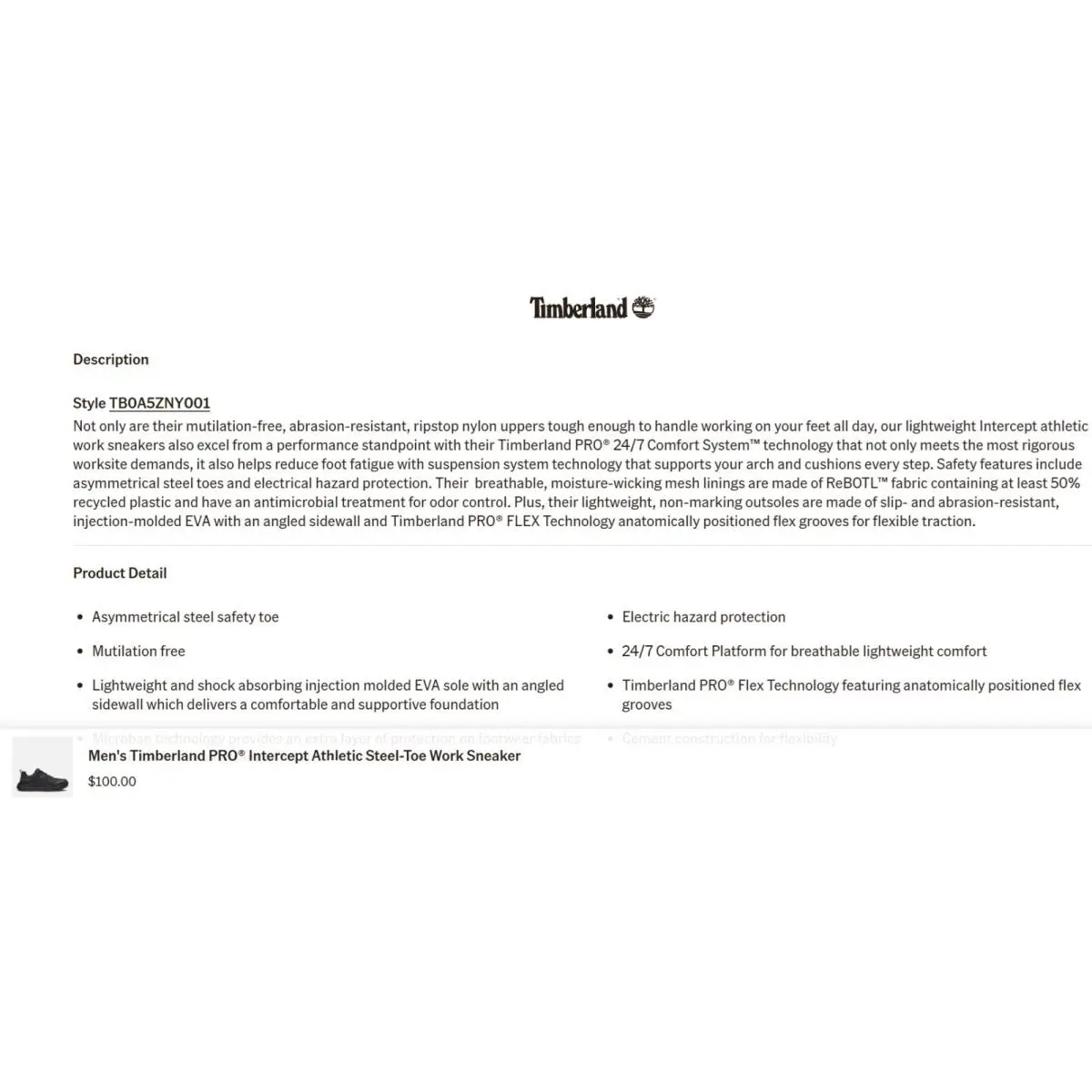 Timberland shoes - Timberland Pro® Intercept Steel Toe - A5ZNY - Black (UPC: 194115987124) 8