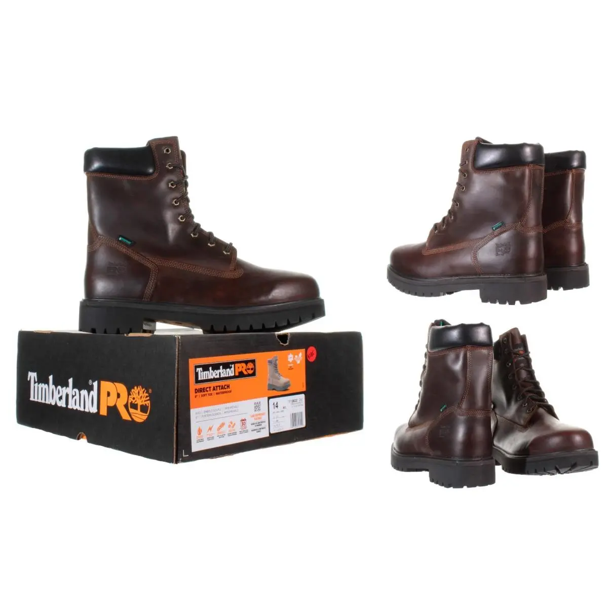 Timberland Pro® Men`s Direct Attach 8 Soft Toe Brown Waterproof Boots Size 14 W