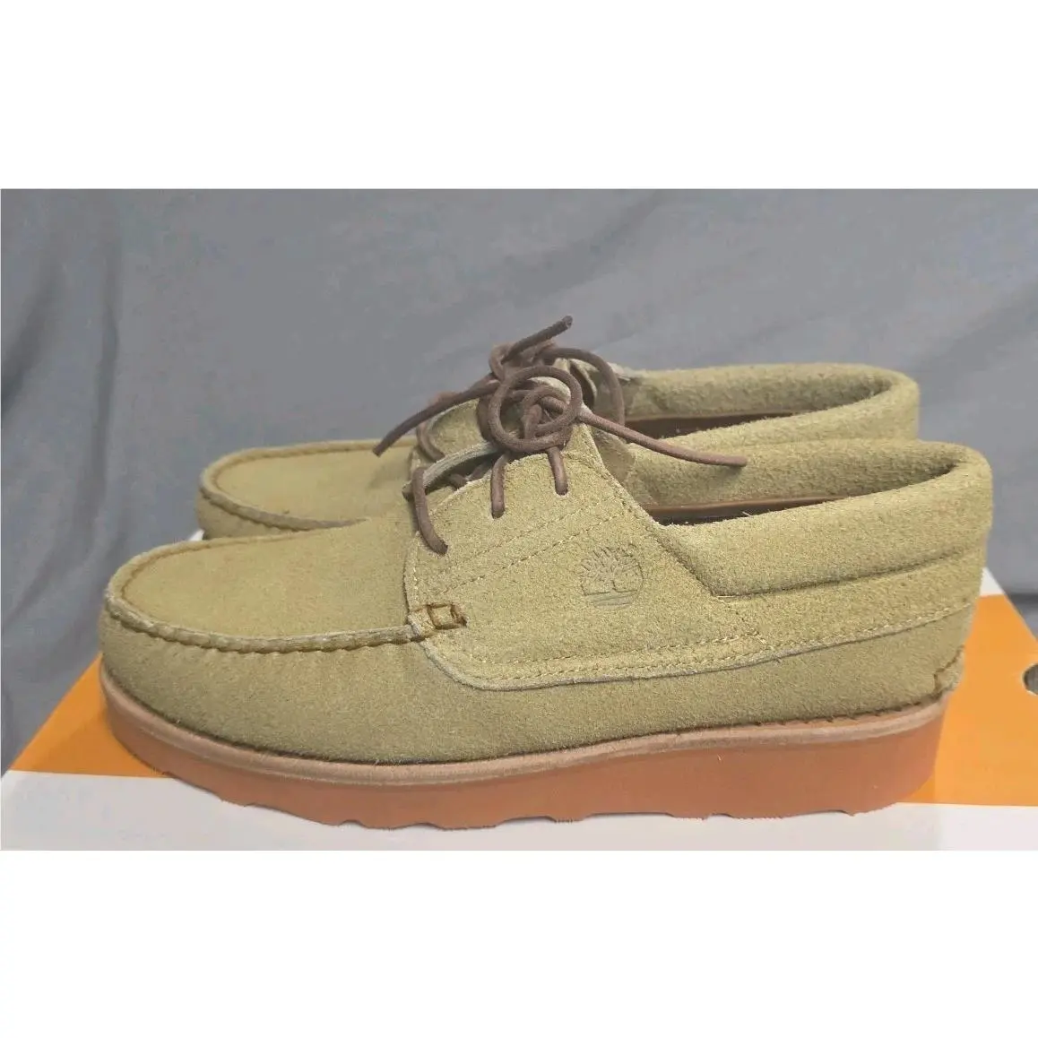 Timberland 3 Eye Wedge Boat Shoes Light Beige Men`s Size 7.5