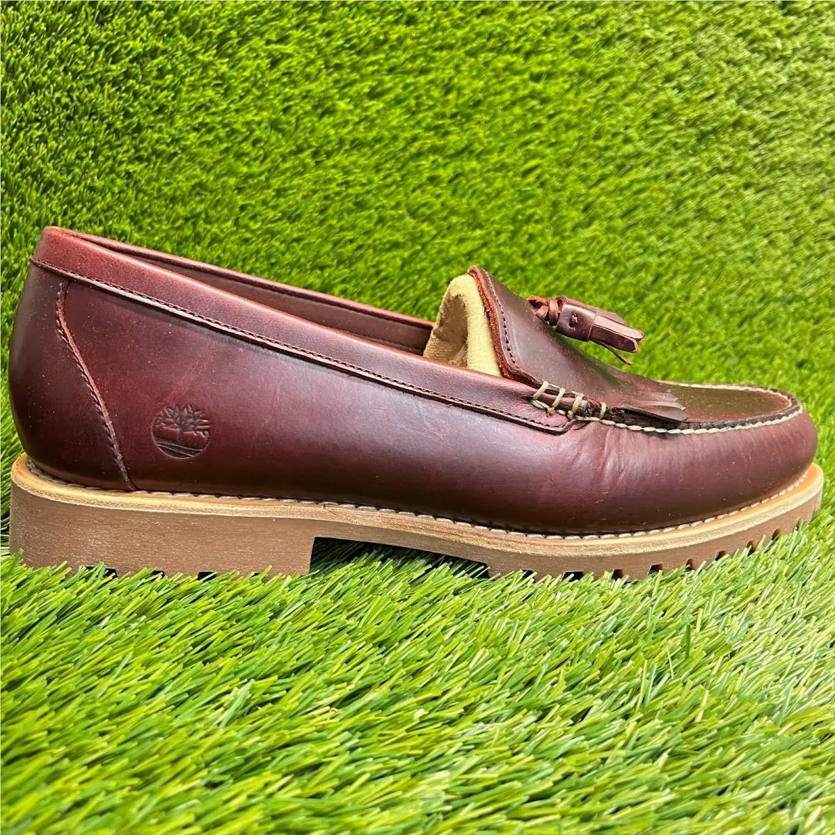 Timberland Authentic Mens Size 13 Burgundy Casual Leather Slip On Loafer Shoes