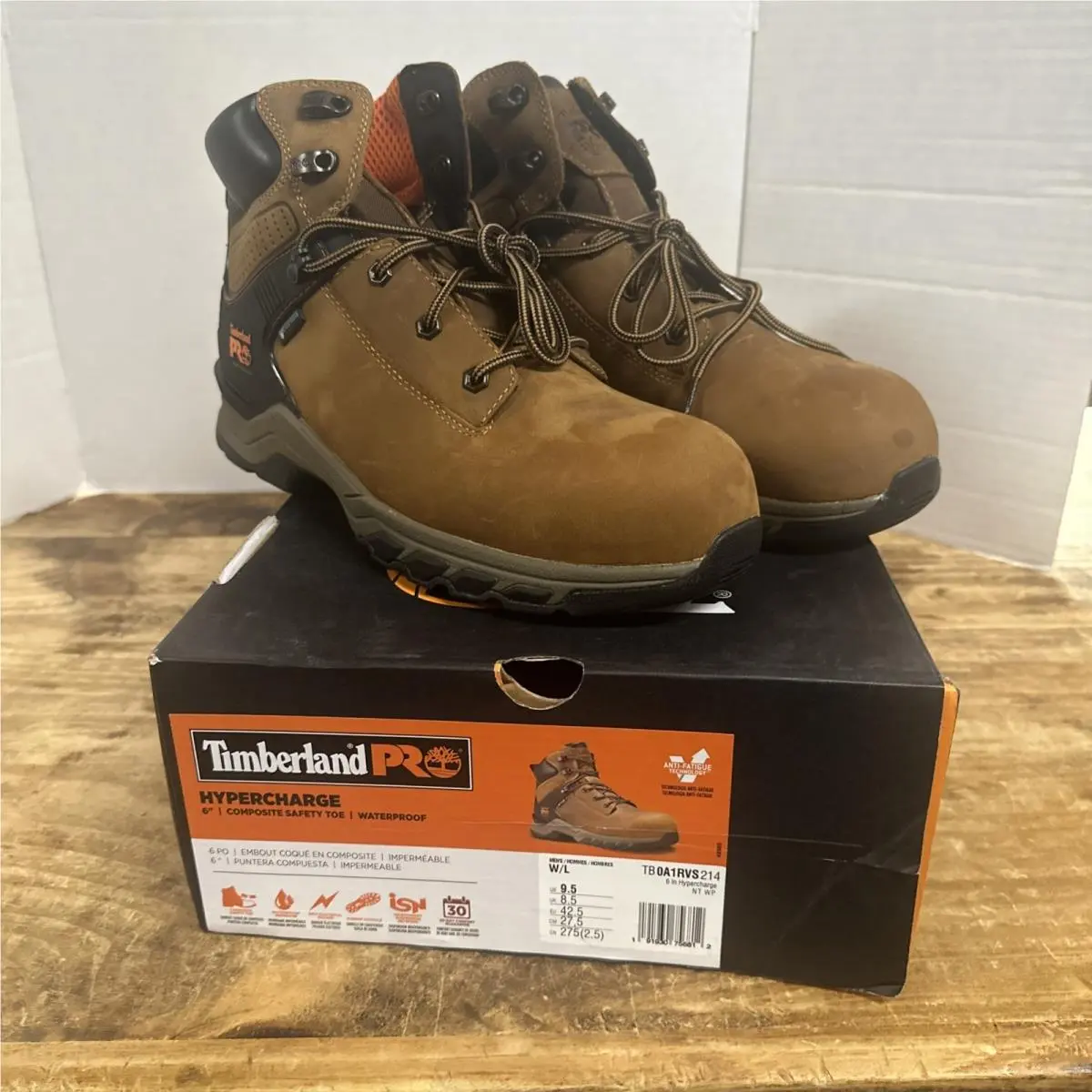 Men`s Timberland Pro Pro Hypercharge 6 Soft Toe Work Boots Tan TB0A1Q56214
