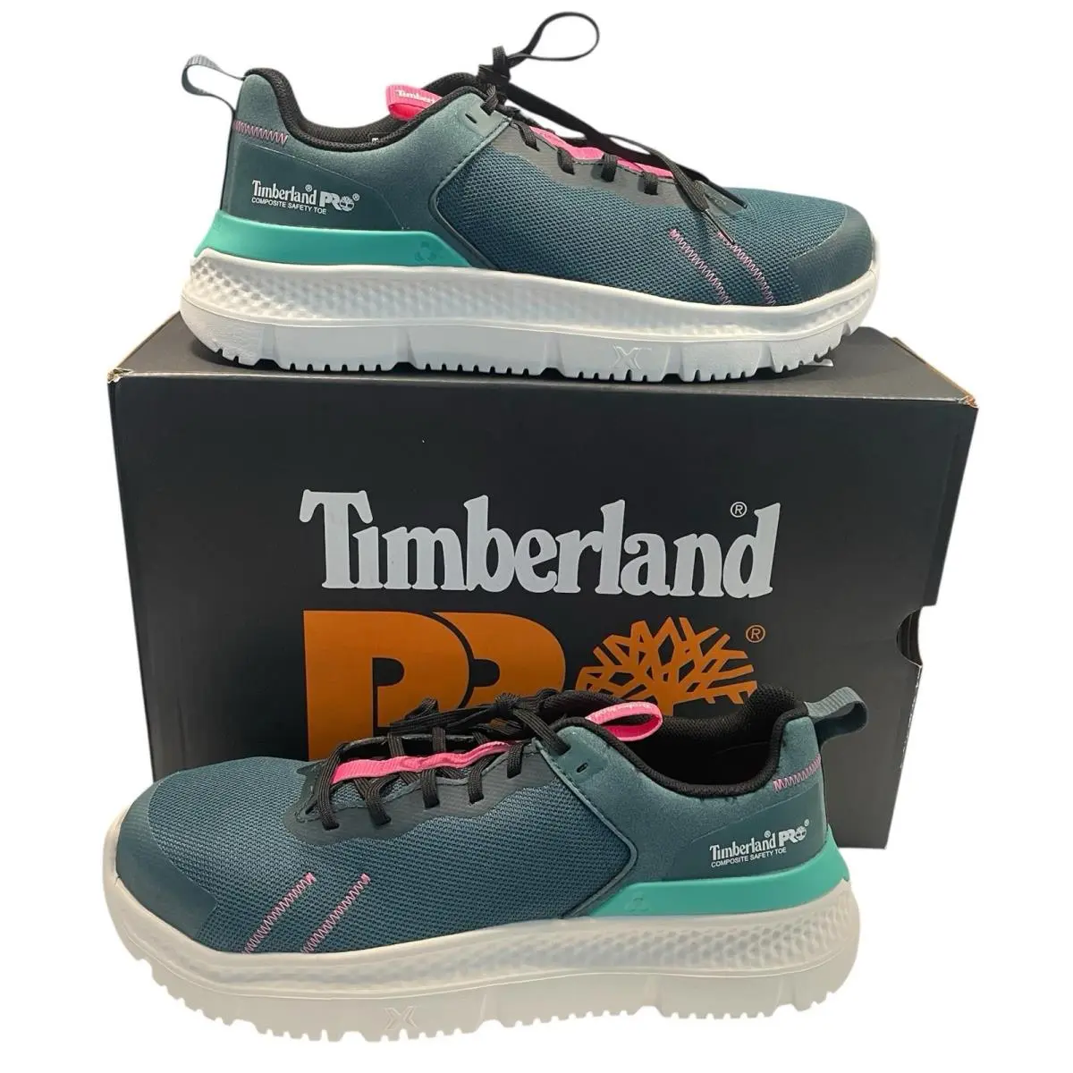 Timberland Pro Setra Tennis Shoe 9.5 M Women’s Teal Pink Safety Toe Flex