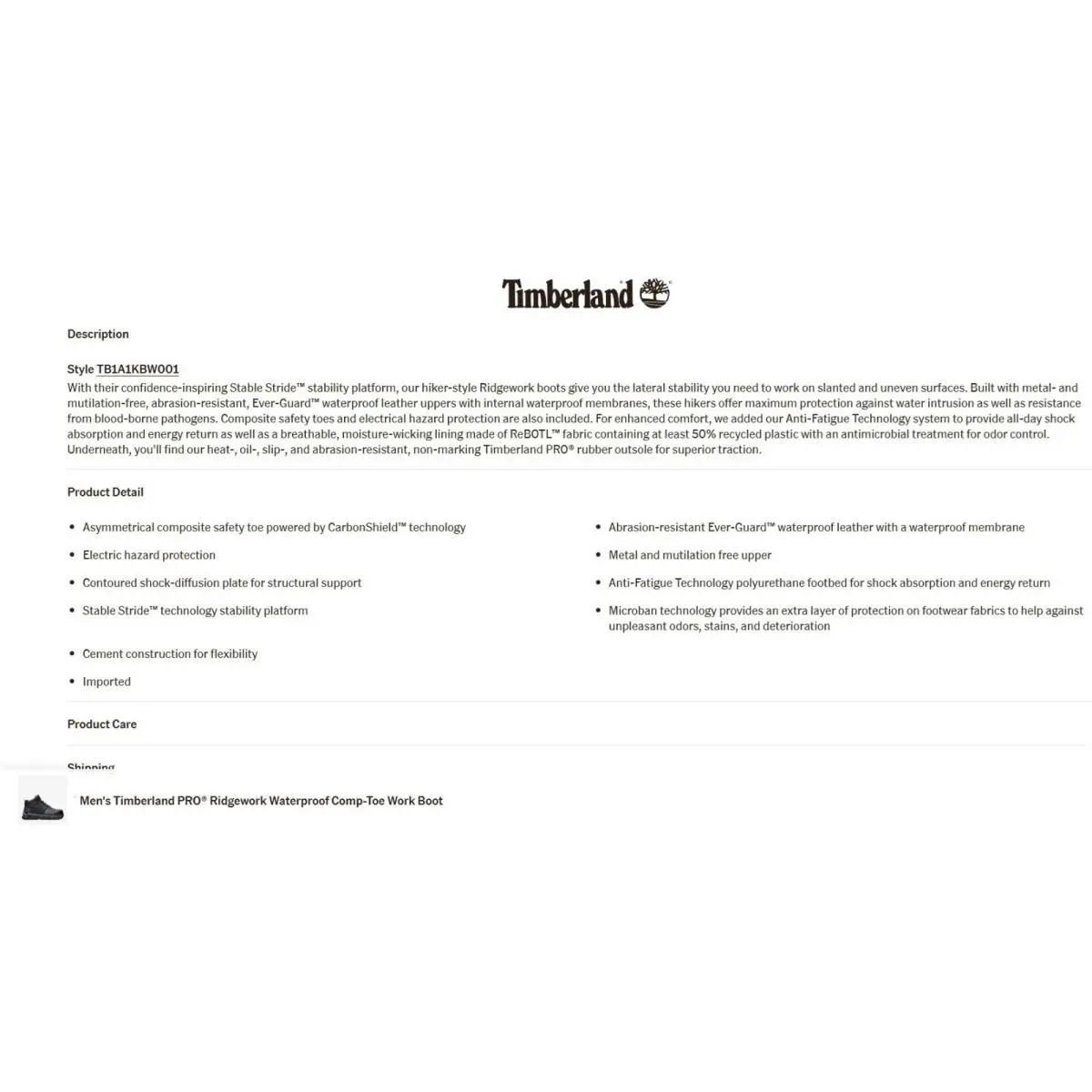 Timberland shoes - Timberland Pro® Ridgework Comp-Toe Waterproof - A1KBW - Black (UPC: 197064707430) 11