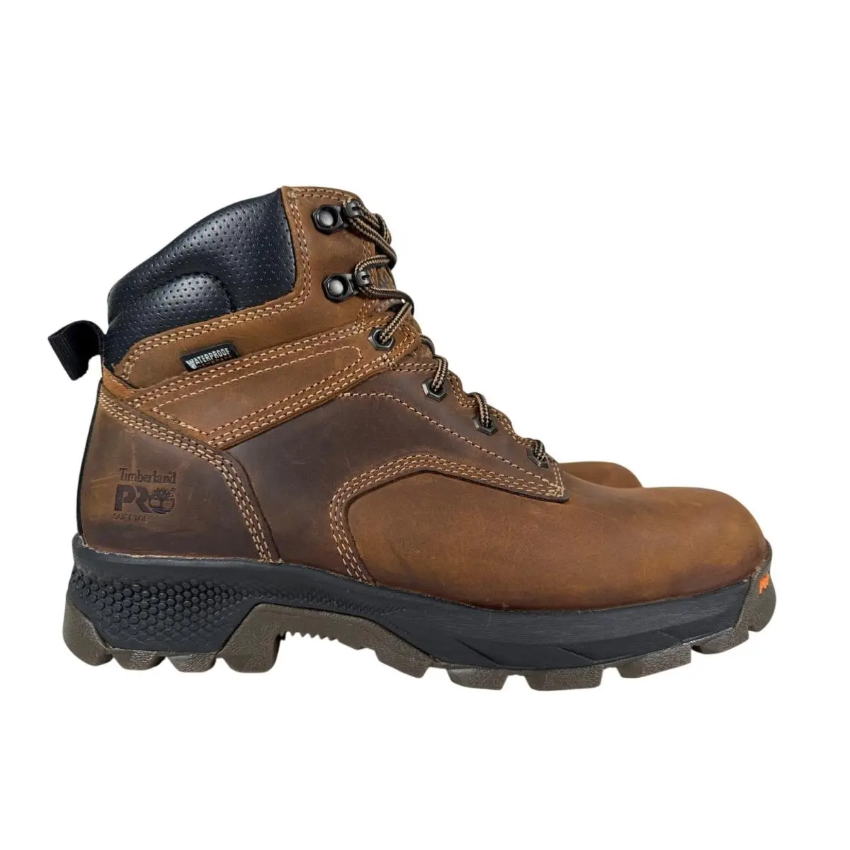 Timberland Pro Titan EV Work Boots Mens 9 M Soft Toe Brown Leather WP Hover