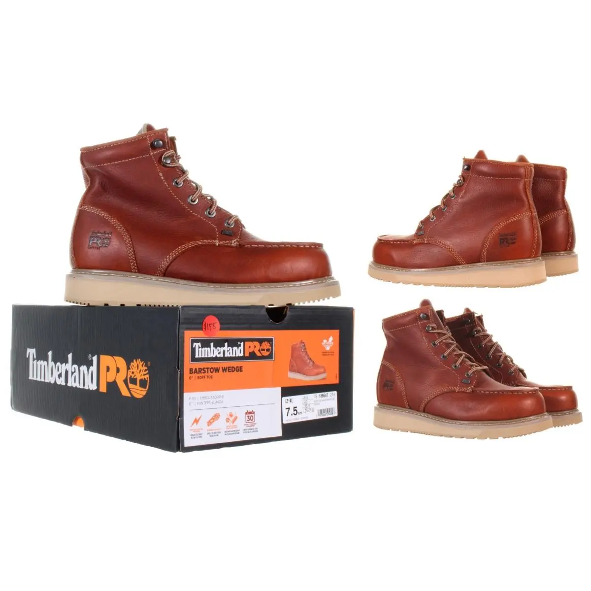 Timberland Pro® Men`s Barstow Wedge 6 Soft Toe Brown Work Boots Size 7.5