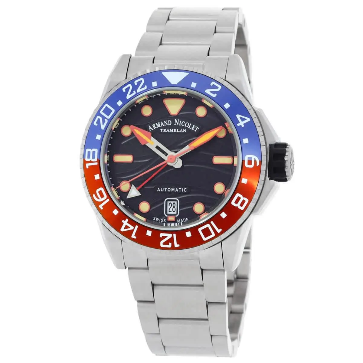 Armand Nicolet Jsh Gmt Automatic Black Dial Men`s Watch A487RGN-NO-MA2481AA