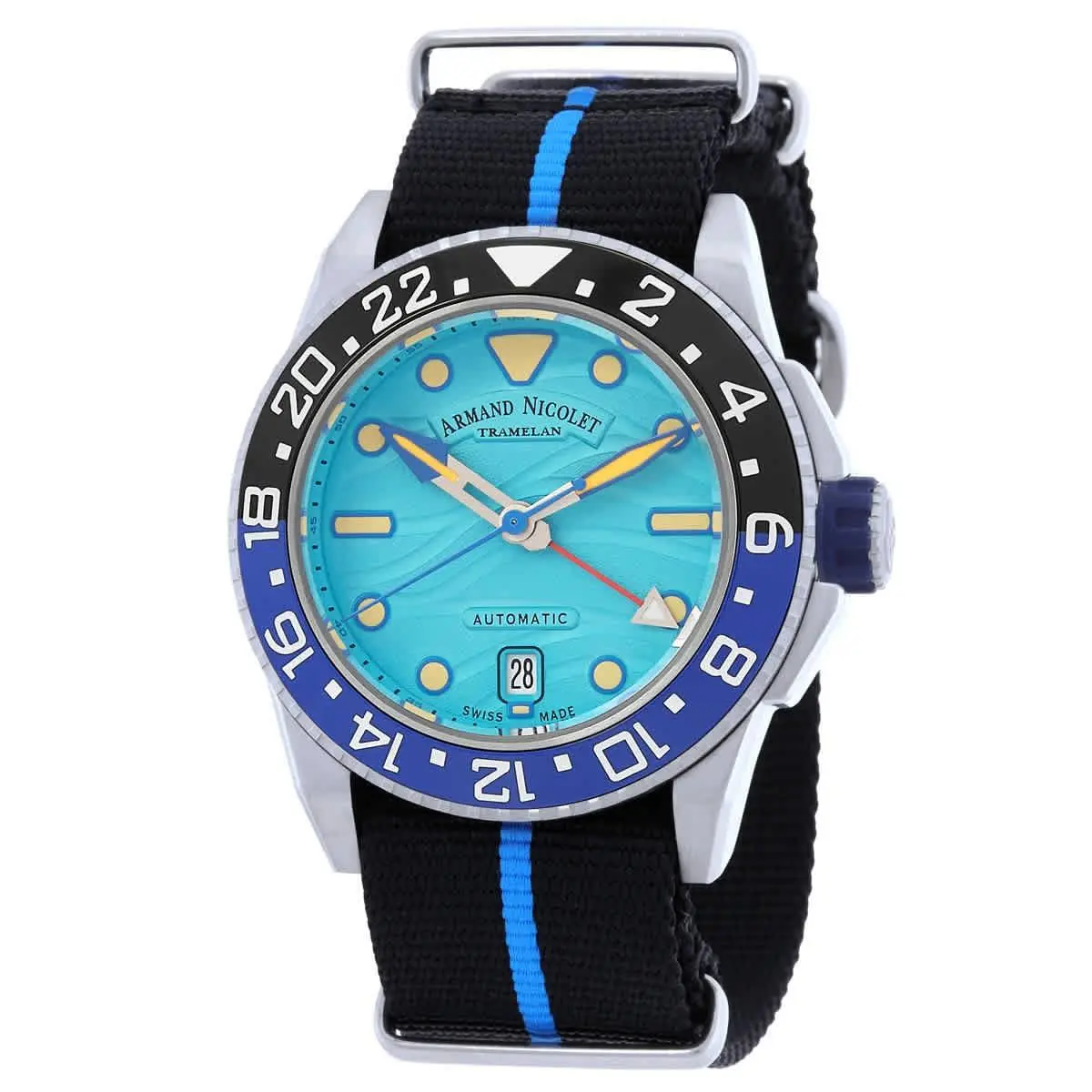 Armand Nicolet Jsh Automatic Batman Bezel Men`s Watch A486RGU-TF-BN24480AANU