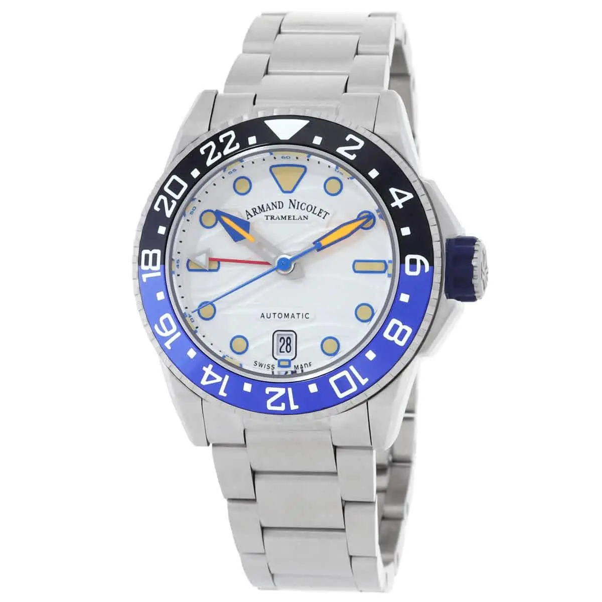Armand Nicolet Jsh Gmt Automatic Silver Dial Men`s Watch A487RGU-AU-MA2481AA