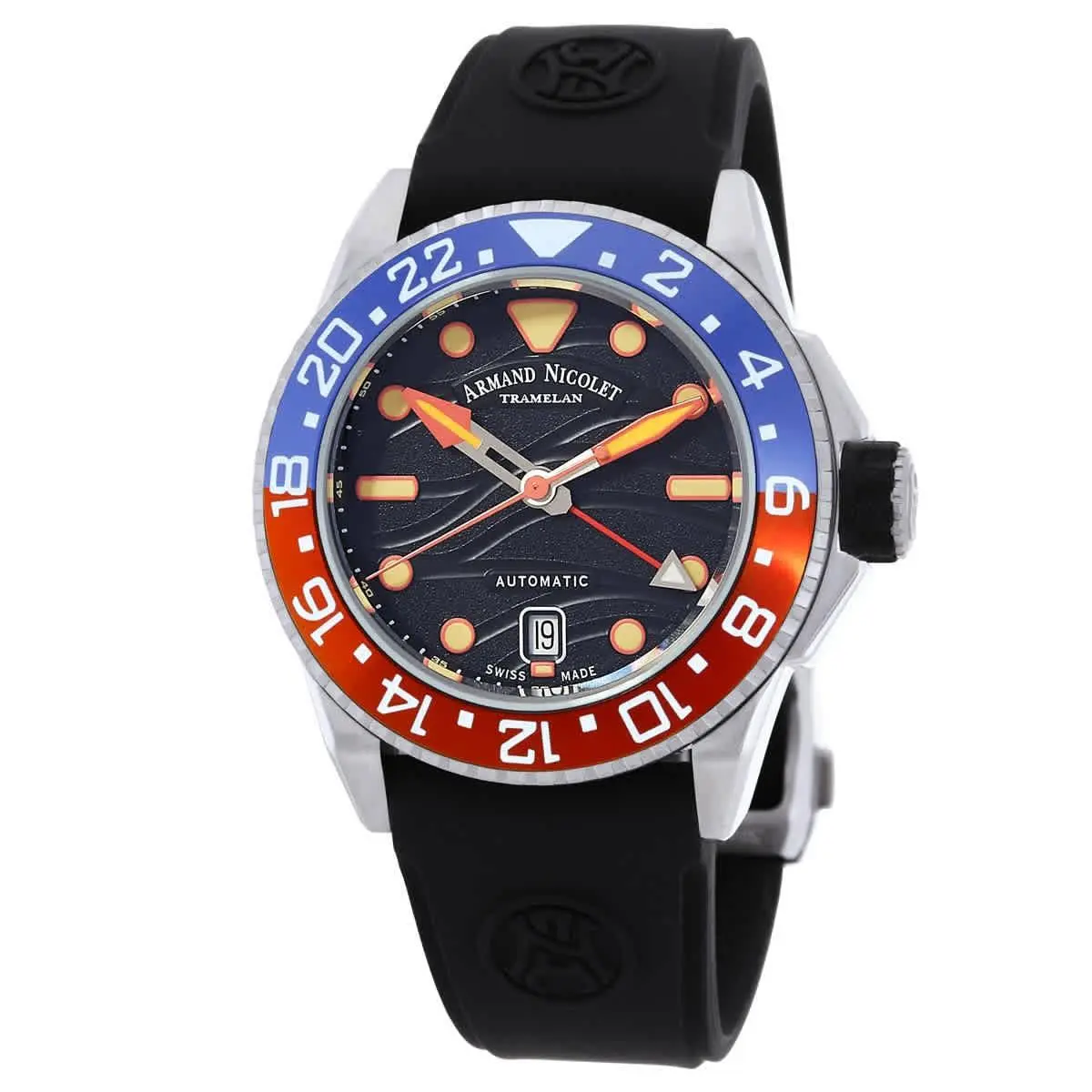 Armand Nicolet Jsh Gmt Automatic Black Dial Men`s Watch A487RGN-NO-GG2710N