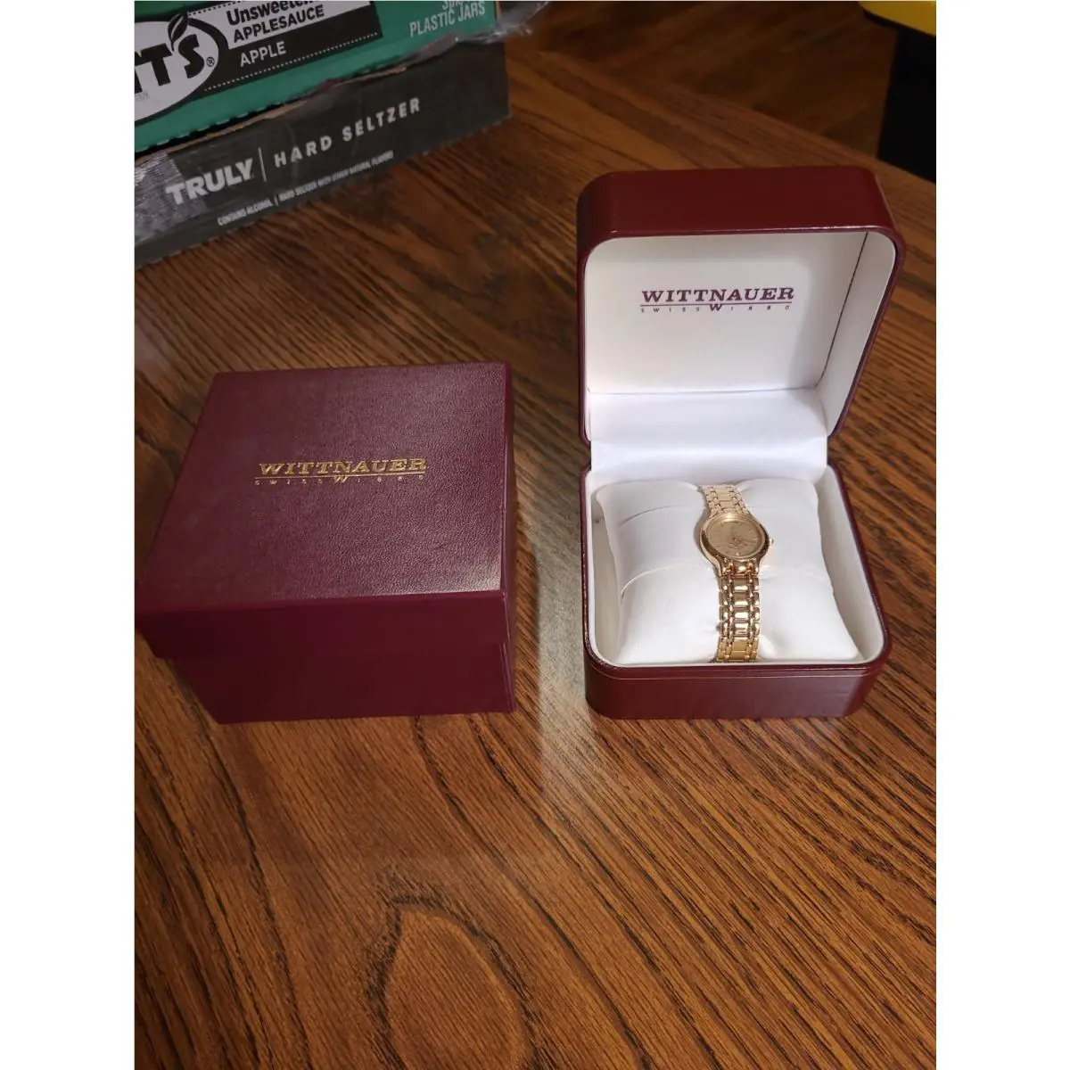 Wittnauer Partylite Watch Womens Gold Tone Date Swiss Quartz Vintage Nos Box