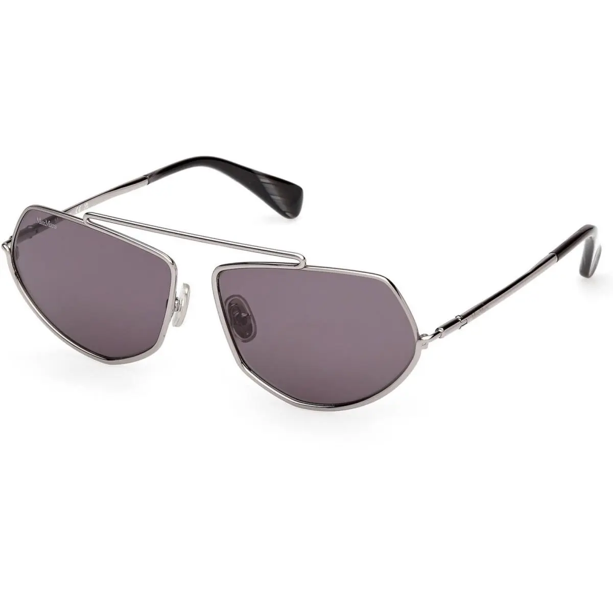 Max Mara Women`s Sunglasses Shiny Light Ruthenium Full Rim Frame MM0165 6014A