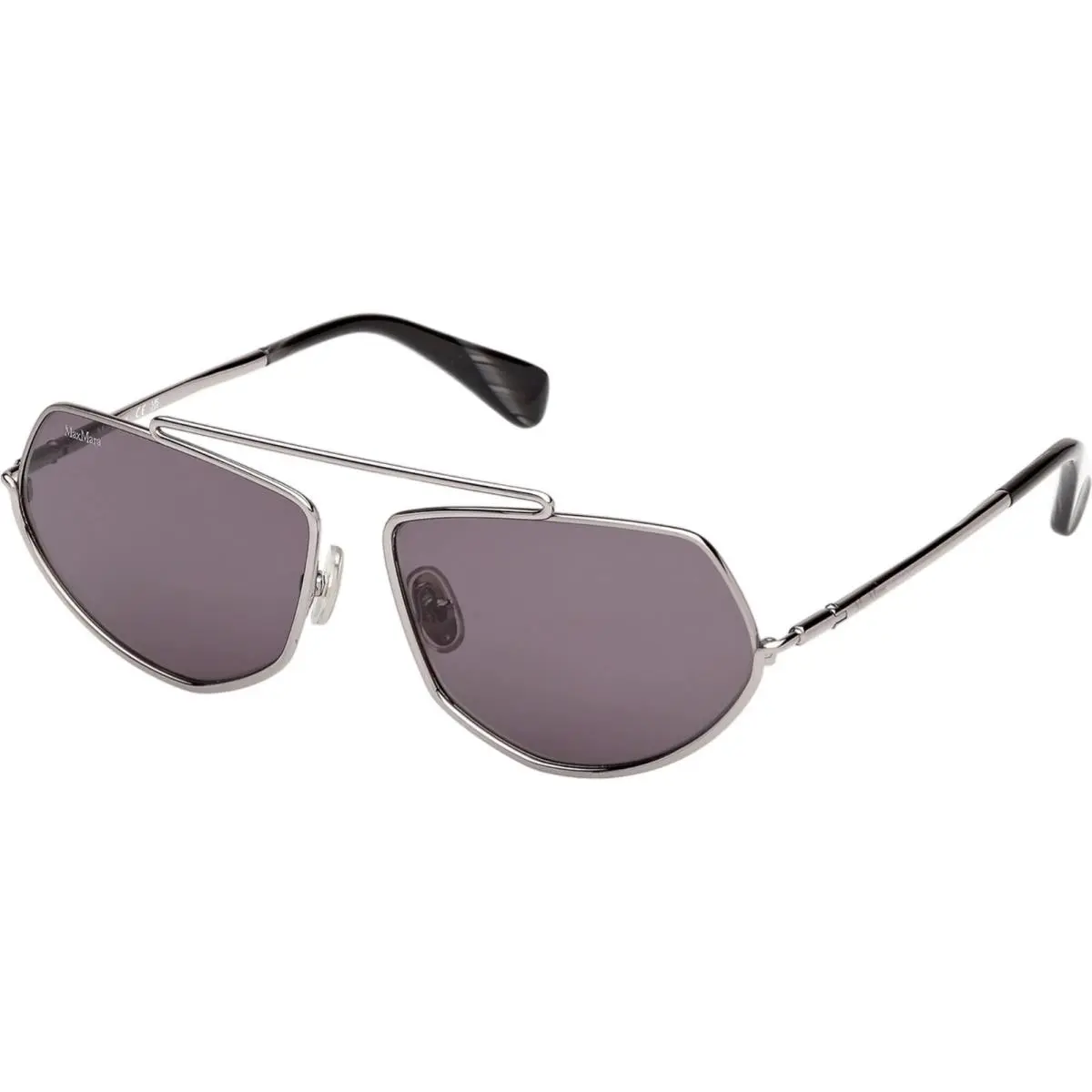MM0165 14A Shiny Ruthenium/smoke Sunglasses 60-14-135 by Max Mara