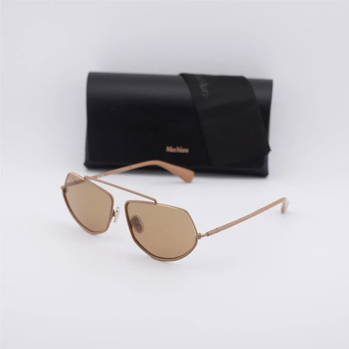 MM0165 45E Shiny Light Brown/brown 60-14-135 Sunglasses by Max Mara