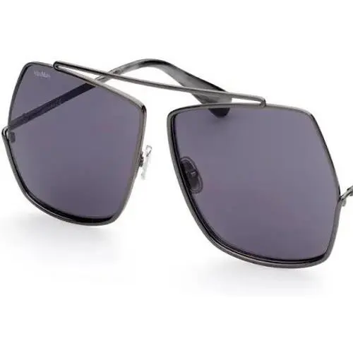 Elsa MM0006 32N Sunglasses Dark Ruthenium Grey Geometric Oversized by Max Mara