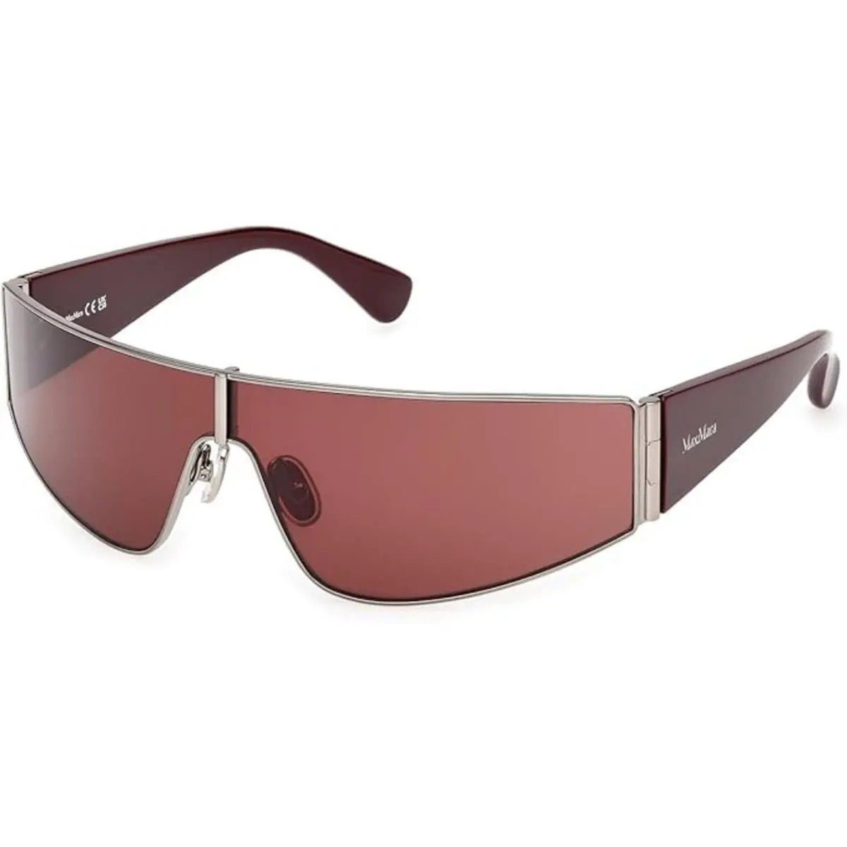 Women`s Sunglasses Shiny Light Ruthenium Metal Shield MM0164 0014S by Max Mara