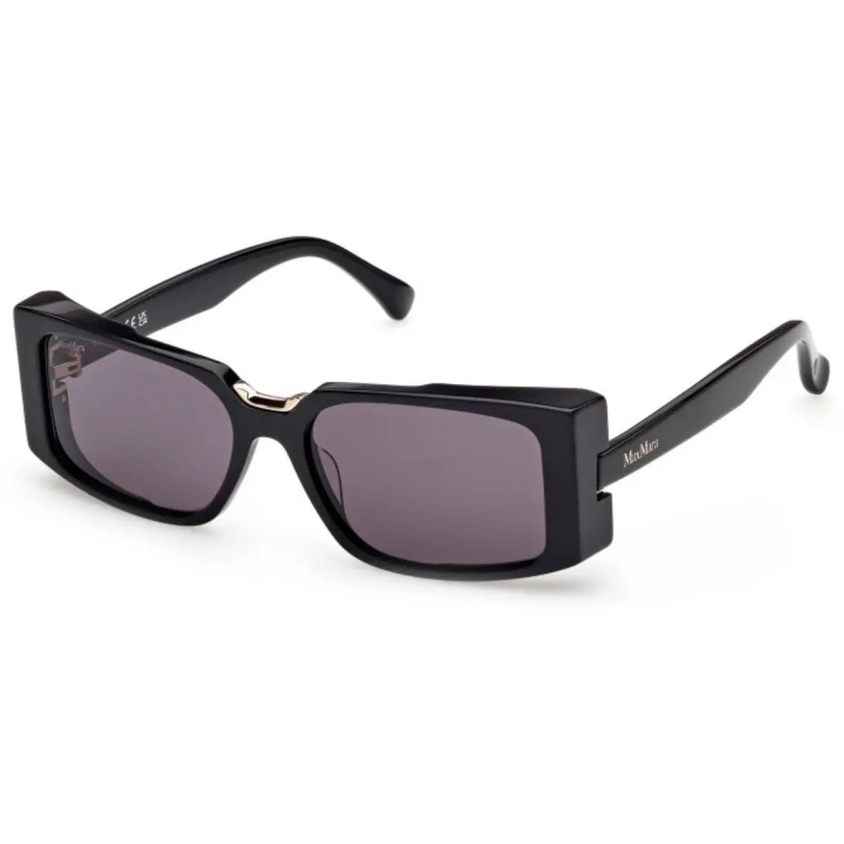 Women`s Sunglasses Shiny Black Acetate Rectangular Frame MM0159 5401A by Max Mara