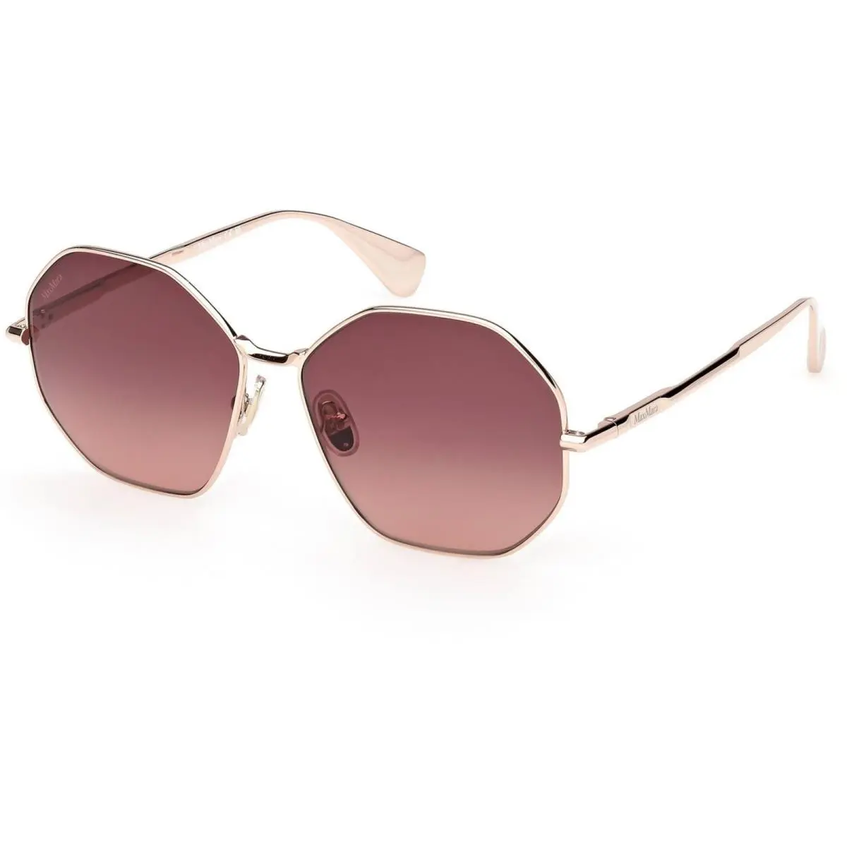 Women`s Sunglasses Shiny Rose Gold Metal Geometric Frame MM0168 5728F by Max Mara