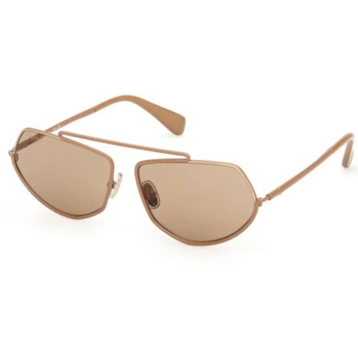 Women`s Sunglasses Shiny Light Brown Metal Geometric Frame MM0165 6045E by Max Mara