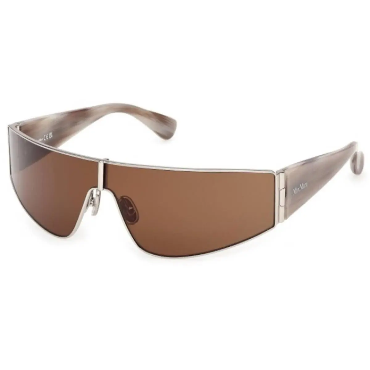 Women`s Sunglasses Shiny Palladium Metal Shield Full Rim MM0164 0016E by Max Mara