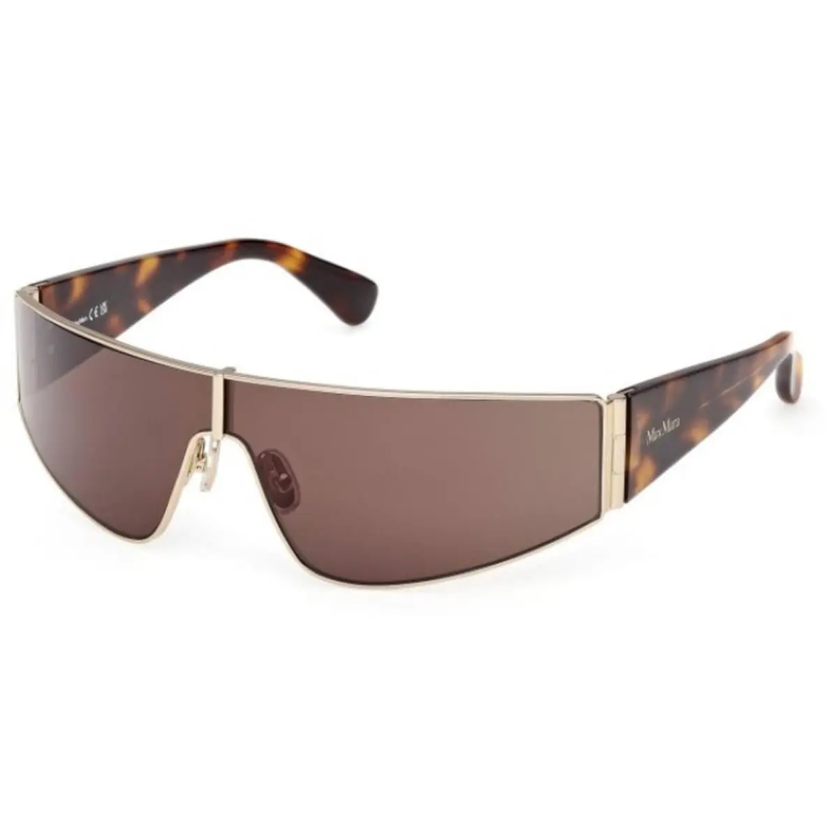 Women`s Sunglasses Gold Metal Shield Shape Full Rim Frame MM0164 0032E by Max Mara