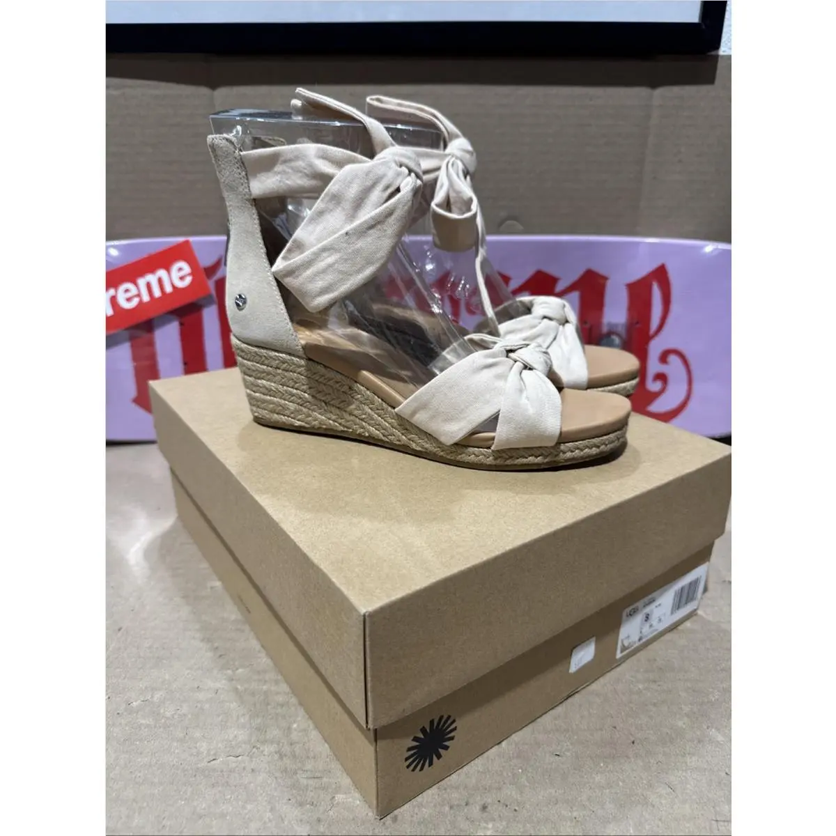 Ugg Women’s Yarrow Espadrille Wedge Sandal In Natural Canvas Color Sz 8