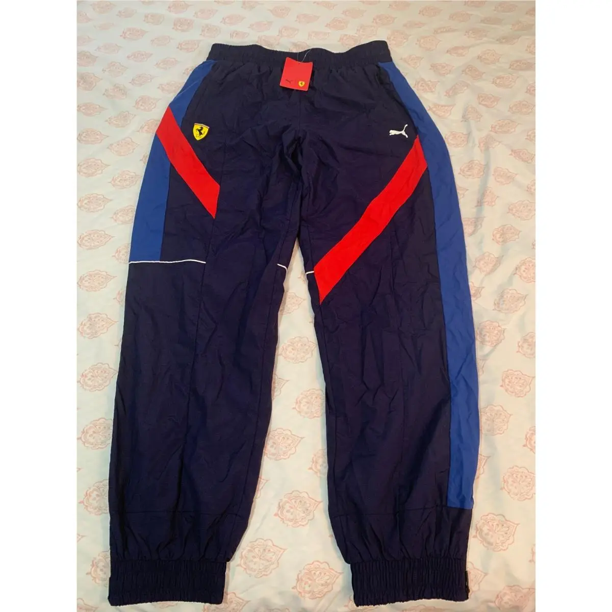 Puma Ferrari SF Street Woven Pants Galaxy Elastic Waistband Blue Mens Size L