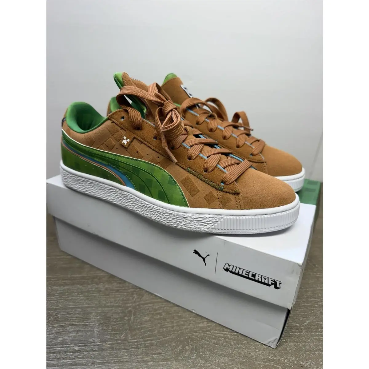 Suede Minecraft Sneakers Friar Brown Fern Green Men’s Size 9 Box by Puma
