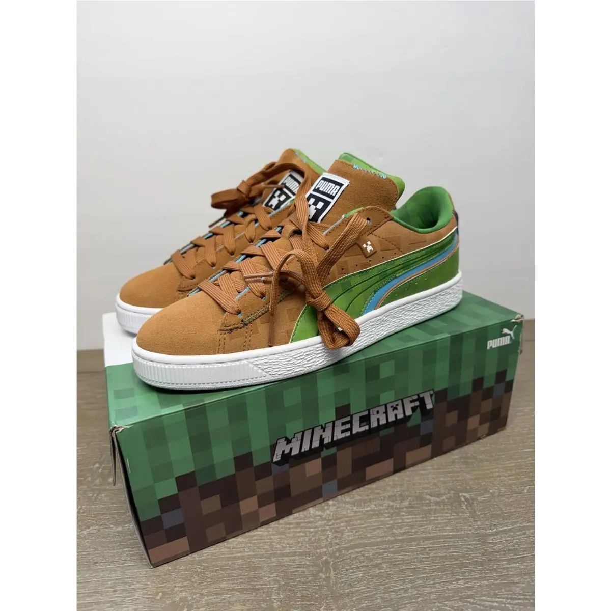 Puma shoes - Puma Suede Minecraft - Suede Minecraft - 386290 01 - Fraiar Brown-Fern green (UPC: 195100381521) 1