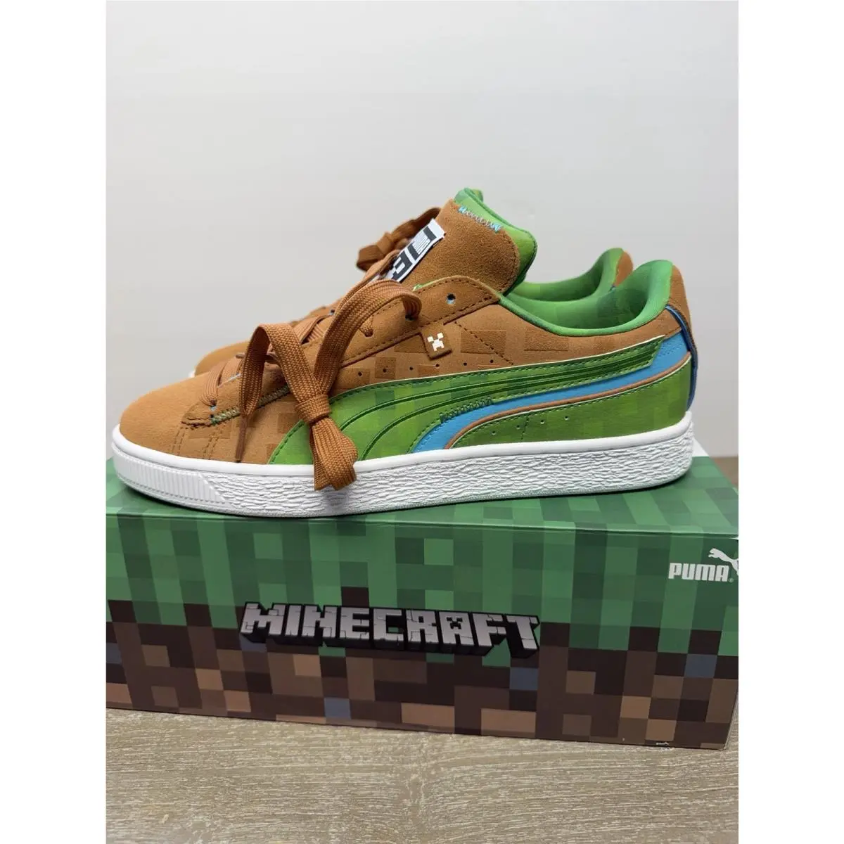 Puma shoes - Puma Suede Minecraft - Suede Minecraft - 386290 01 - Fraiar Brown-Fern green (UPC: 195100381521) 2
