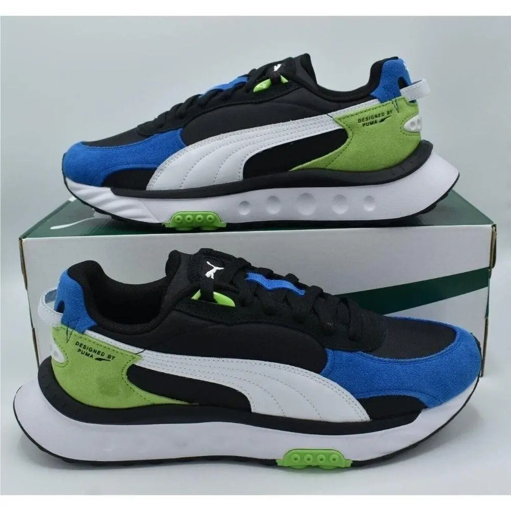 Mens 10.5 Wild Rider Rollin Future Blue Green  Black Sneakers Shoes by Puma