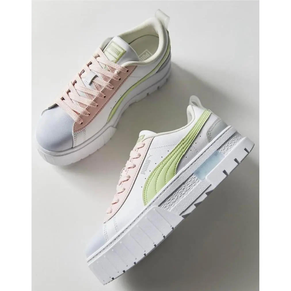 Puma shoes - PUMA Mayze Leather Pop - Mayze Leather Pop - White Multicolor Yellow Pink 1
