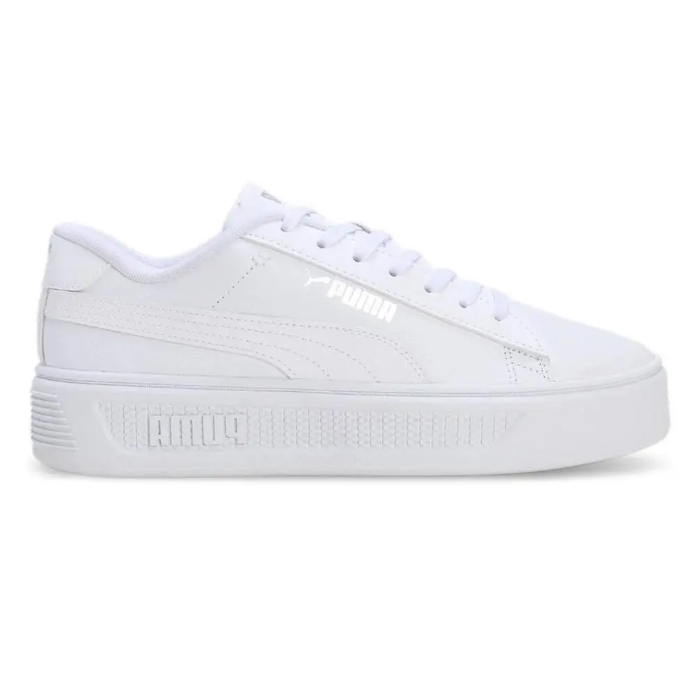 Puma Smash V3 Reptile Platform Lace Up Womens White Sneakers Size 11 - White