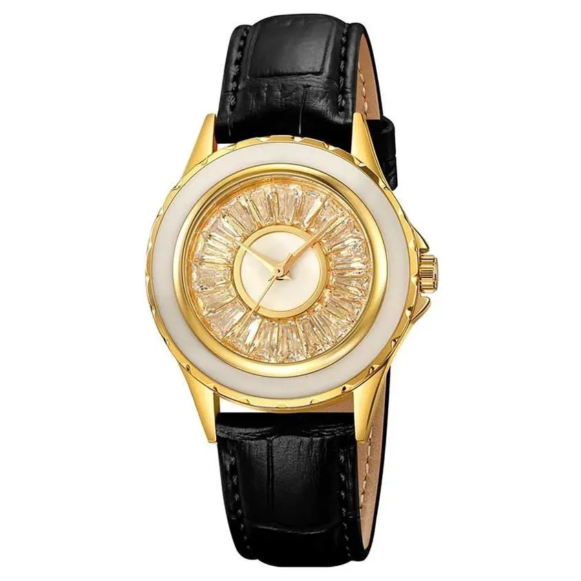 Celestial Women`s Watch - 37.3mm Black Gold 70374 Leather Bracelet by Invicta