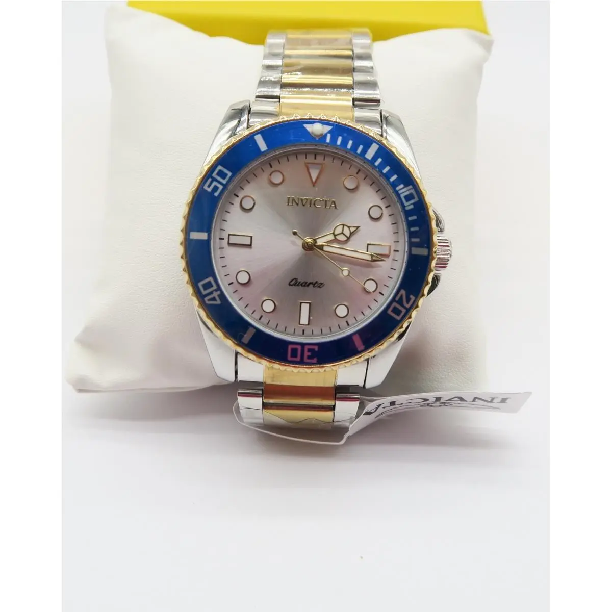 Pro Diver Vitreos Mens Watch 42mm Two Tone Gold Steel Blue Bezel 69398 by Invicta