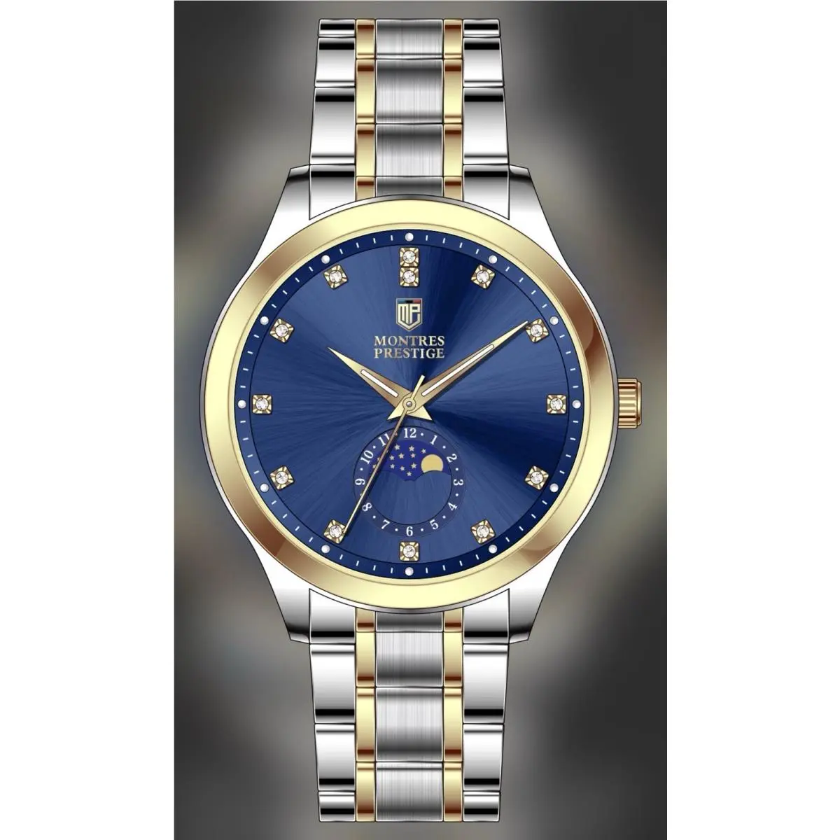 Montres Prestige MPW-0370 Men’s 42mm Silver Tone Case Blue Dial Quartz by Invicta