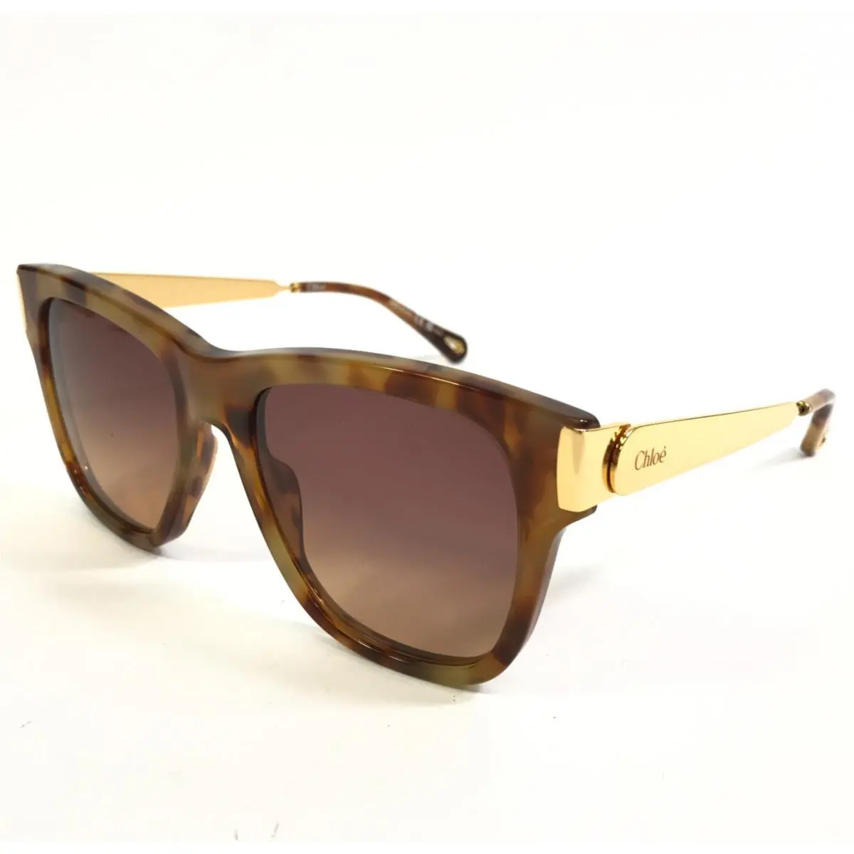 Chloe Sunglasses CH0349S 002 Tortoise Gold Square Frames w Brown Gradient Lenses