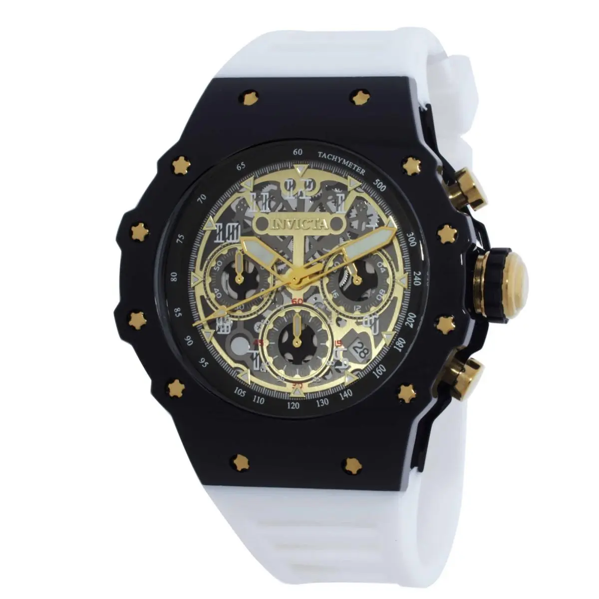 Invicta Racing Vaulthan Chronograph Quartz Men`s Watch 69653 - Band: White, Bezel: Black