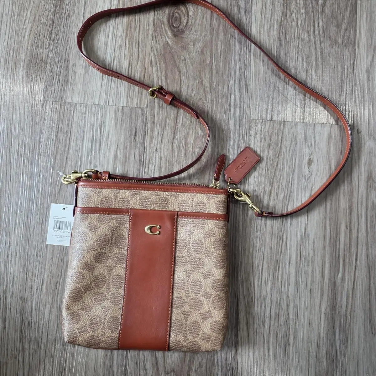 Kitt Messenger Crossbody Bag CC533 Tan Rust Signature CC Leather Brass by Coach