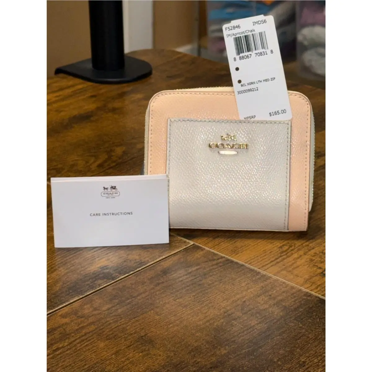 Coach Color Block Bifold Two Tone Apricot/chalk Wallet