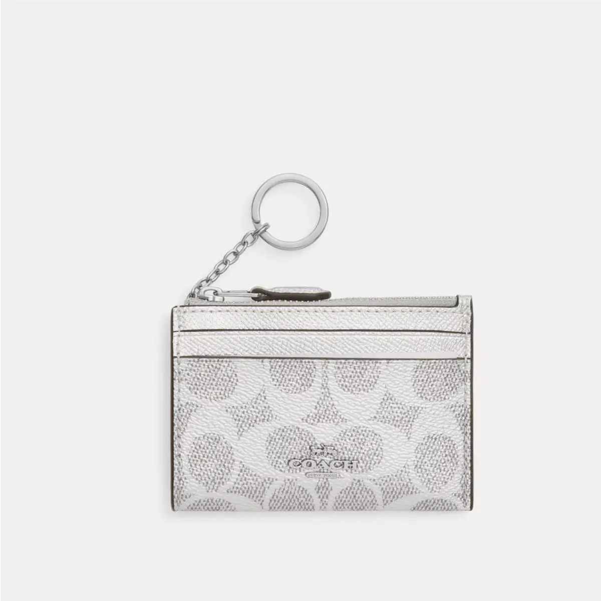 Coach Skinny ID Case Card Holder in Signature Canvas Small Wallet Silver