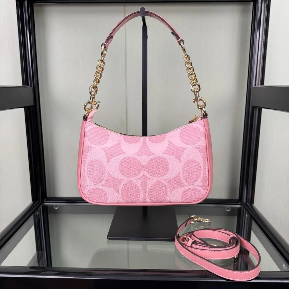 CAL51 Pink Teri Shoulder Bag in Signature Canvas Crossbody For Women by Coach