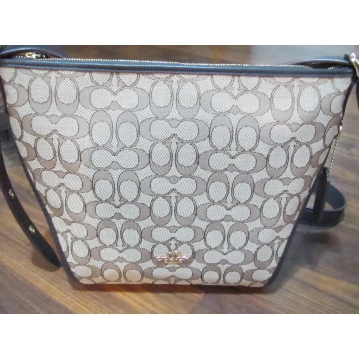Light Khaki/brown Signature Jacquard Small Dufflette Crossbody Bag by Coach