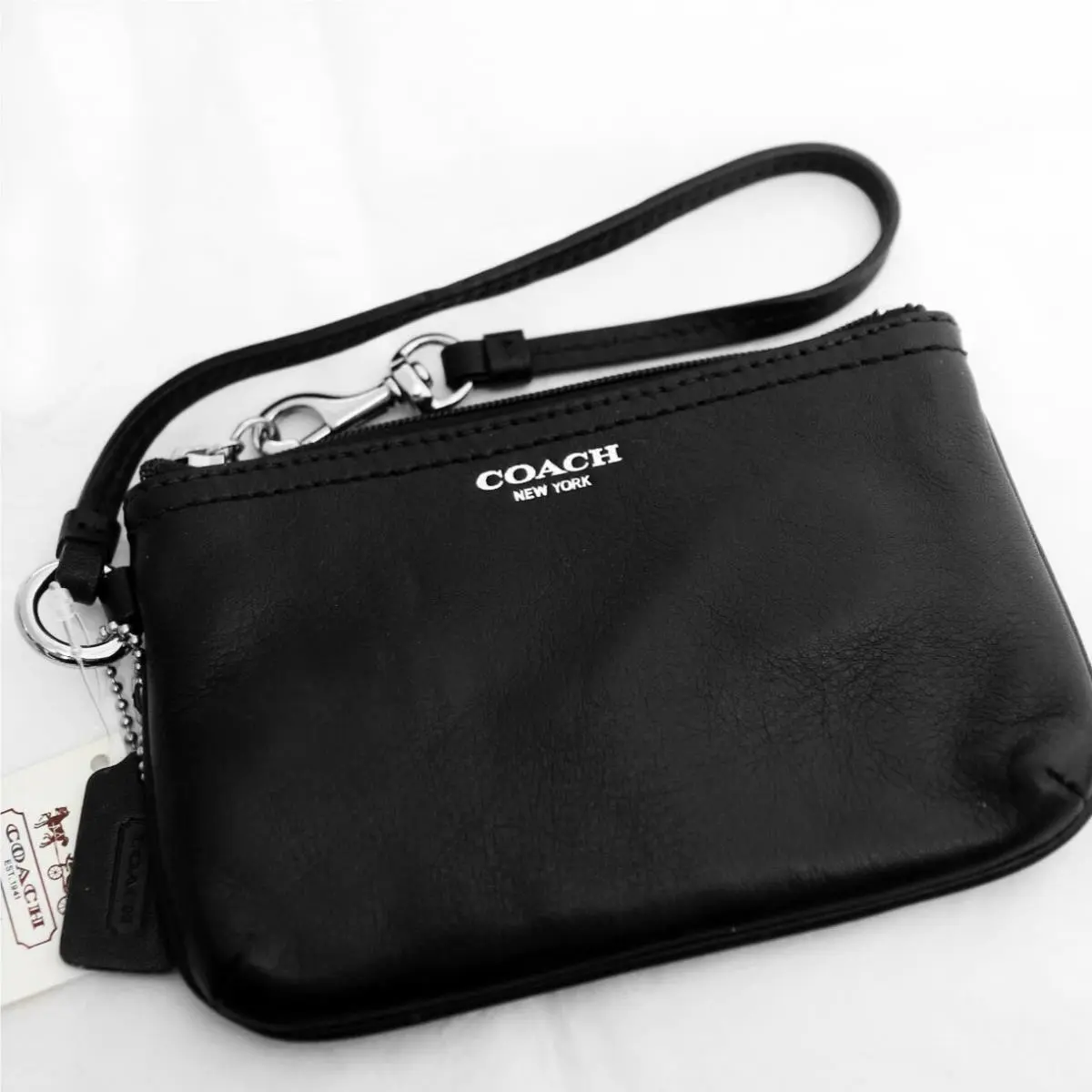 Coach Black Legacy Leather Universal Travel Wristlet Coin Pouch Case