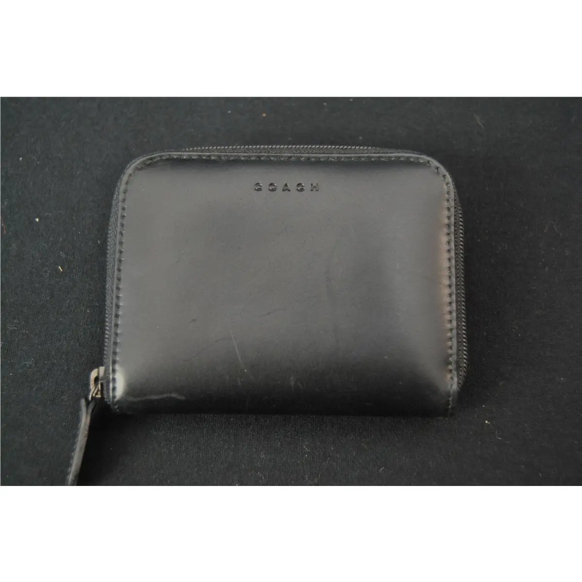 Coach Black Leather Wallet Coin Card Case Vtg 10725K