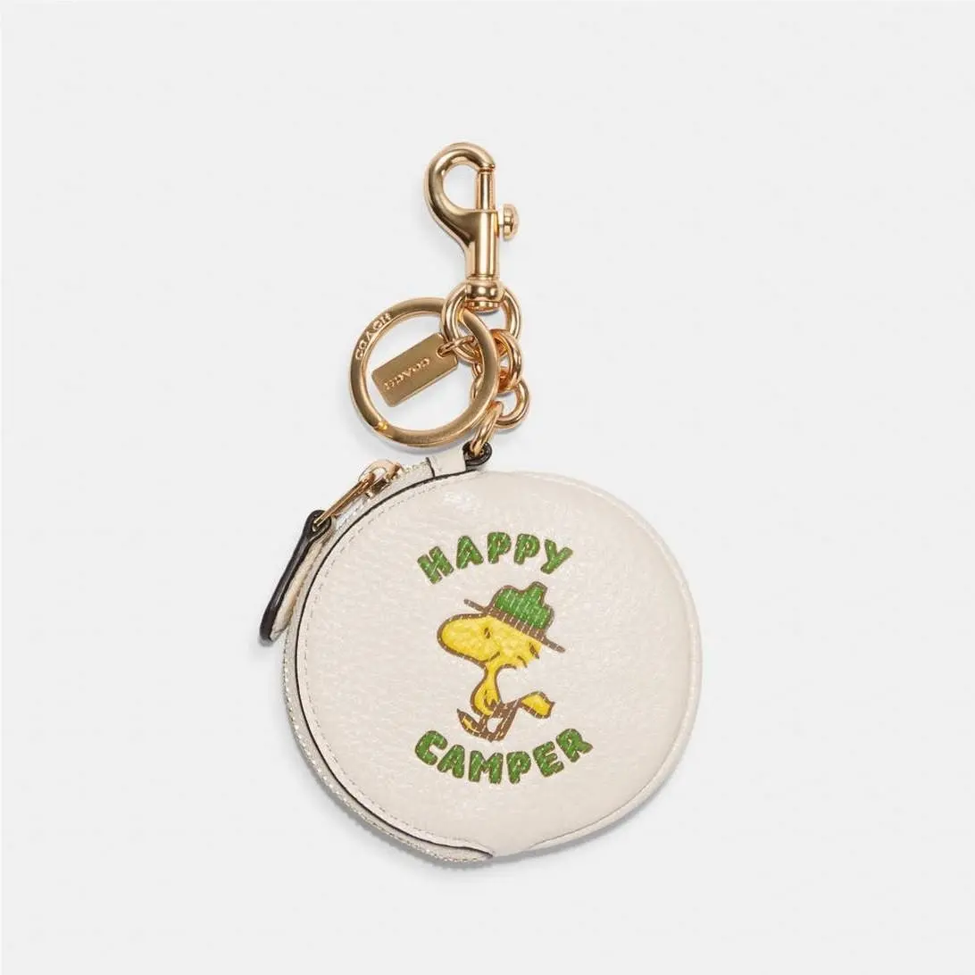 X Peanuts Circular Pouch Bag Charm with Woodstock by Coach