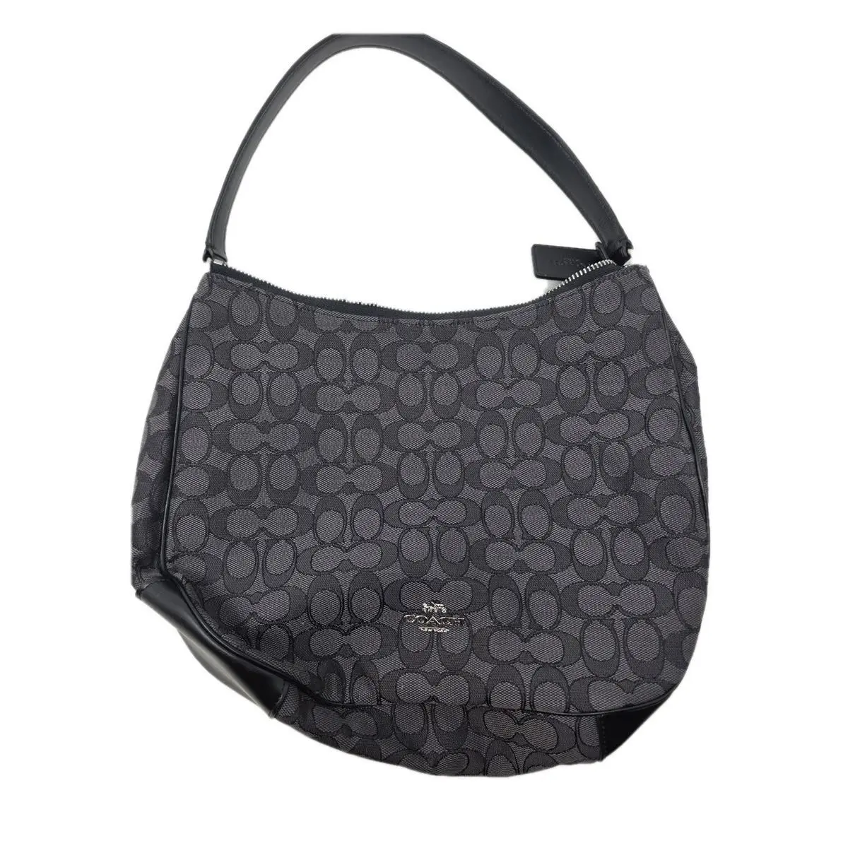 F29959 Outline Signature Zip Shoulder Bag Hobo Black Smoke by Coach