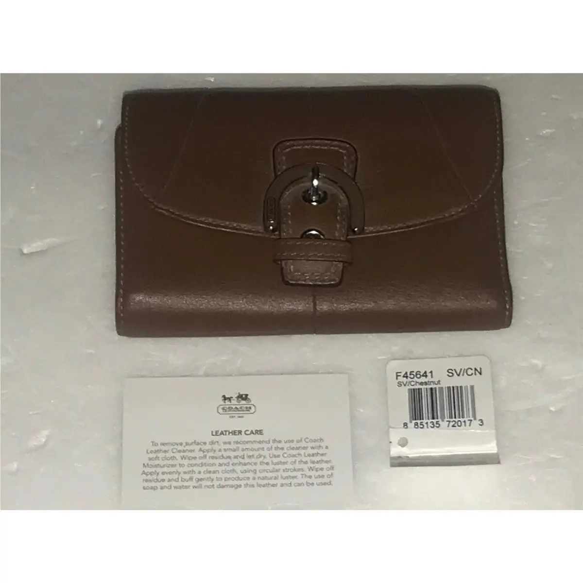 Coach Leather Wallet Brown Compact Clutch Soho Leather Buckle Nos F45641