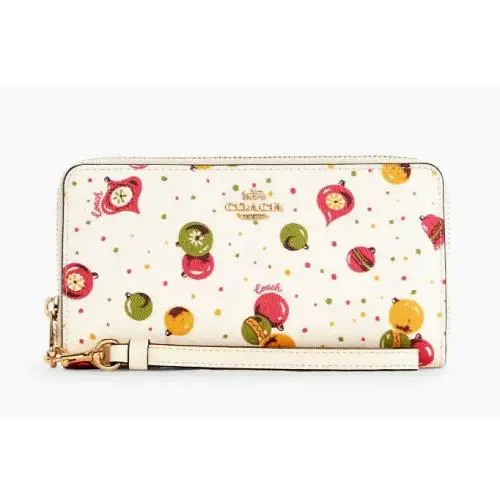 Coach C7410 Long Zip Around Wallet with Ornament Print Chalk Multi