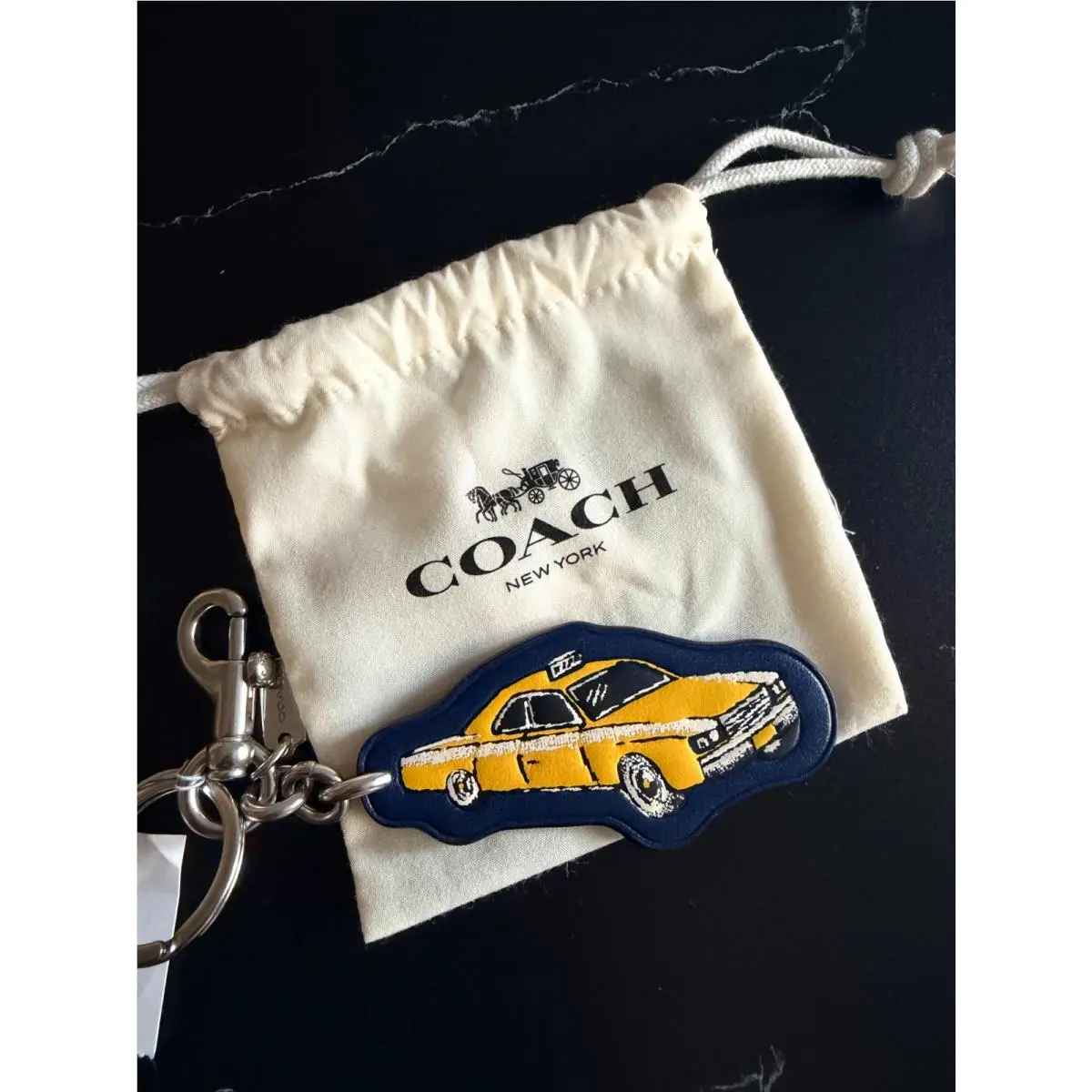Taxi Bag Charm Silver/deep Blue Multi CEC06 with Dust Bag by Coach