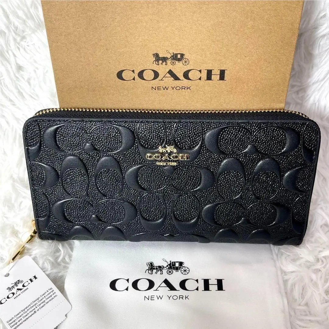 Coach Boxed Long Zip Around Wallet Signature Leather F53834 Outlet